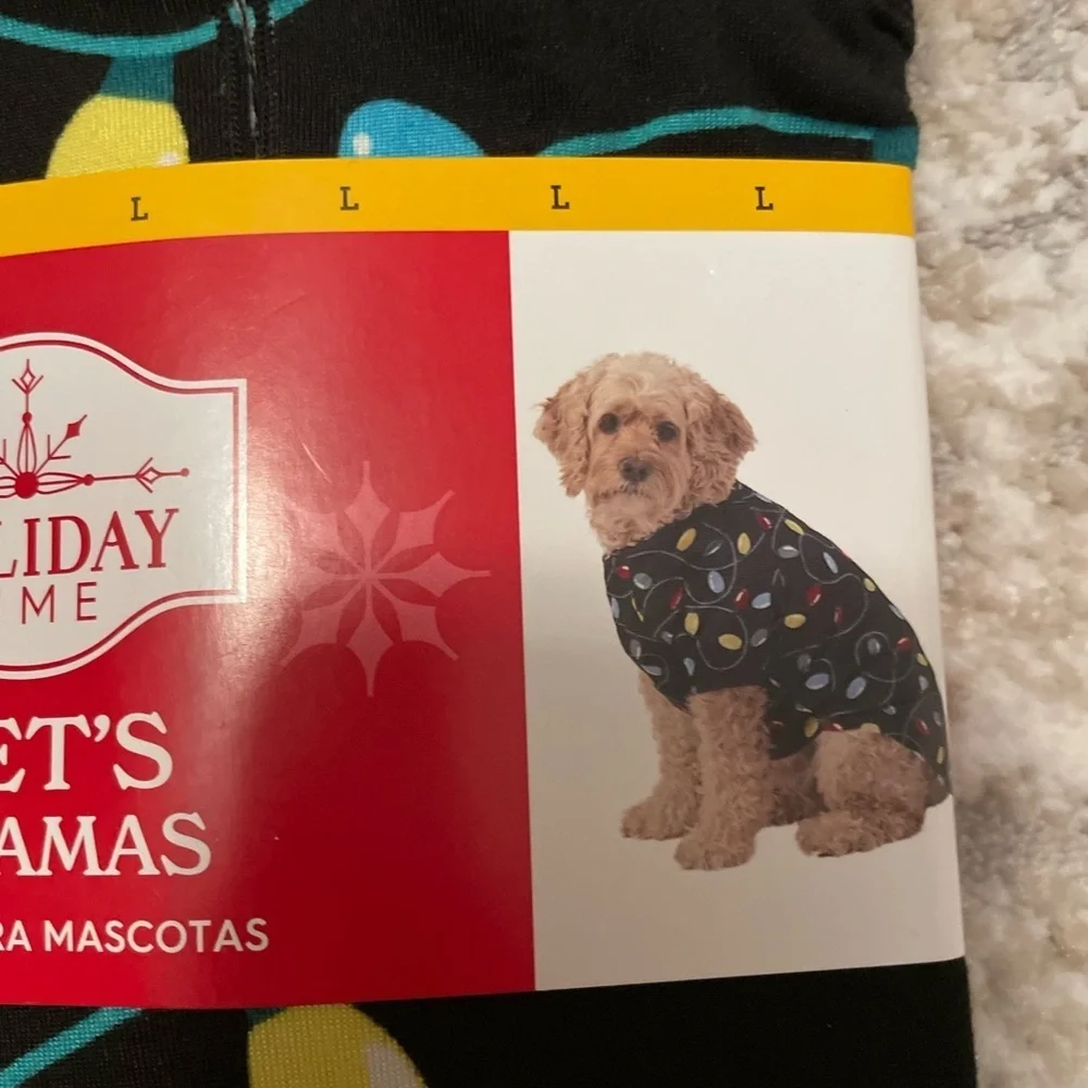 Holiday Time Pet Pajamas with Festive lights Pattern size L-NWT